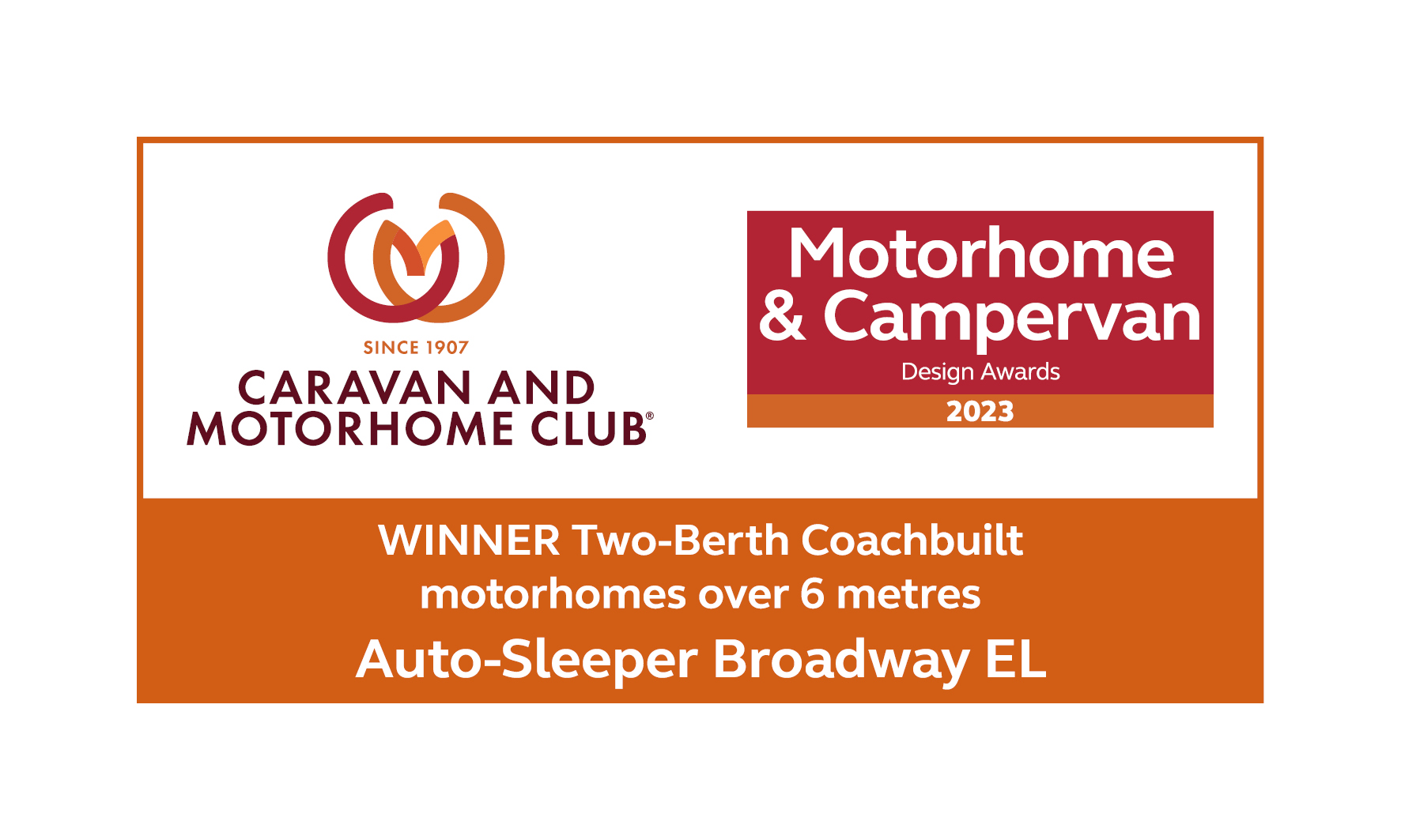 Two-Berth Coachbuilt Motorhomes Over 6 Metres awards Broadway EL Winner
